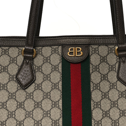 Gucci X BALENCIAGA BB Supreme Monogram Web Large Ophidia Shopping Tote Beige New Acero 8 of 10