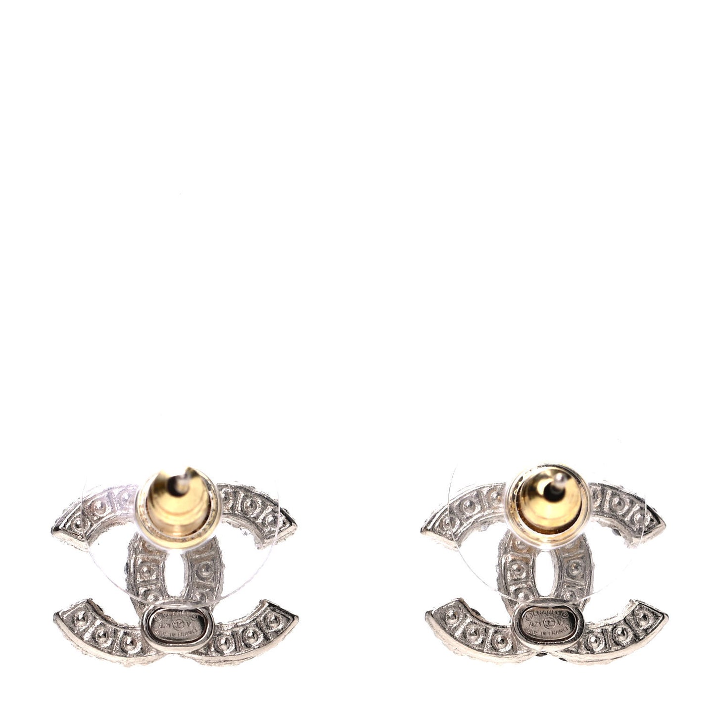 Pearl Crystal CC Earrings Gold