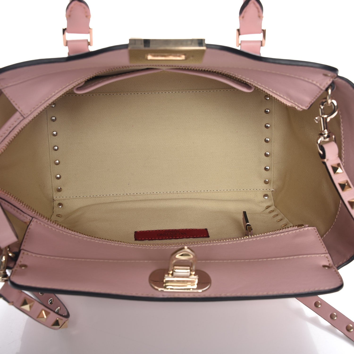 Valentino Garavani Vitello Small Rockstud Double Handle Tote Pink 6 of 8