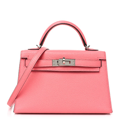 Hermes Chevre Mysore Verso Mini Kelly Sellier 20 Rose D'Ete Rouge H 1 of 11
