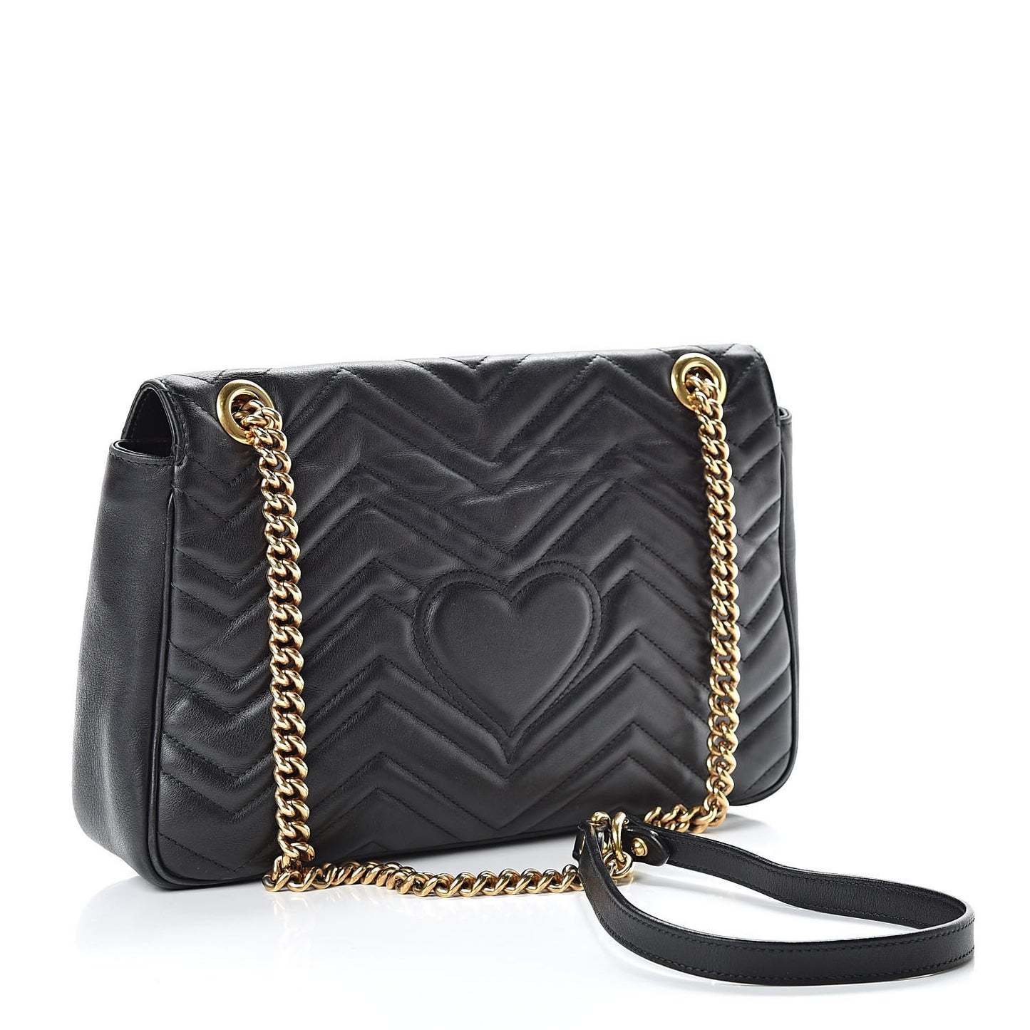 Calfskin Matelasse Medium GG Marmont Shoulder Bag Black
