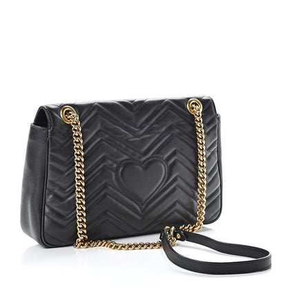 Gucci Calfskin Matelasse Medium GG Marmont Shoulder Bag Black 3 of 15