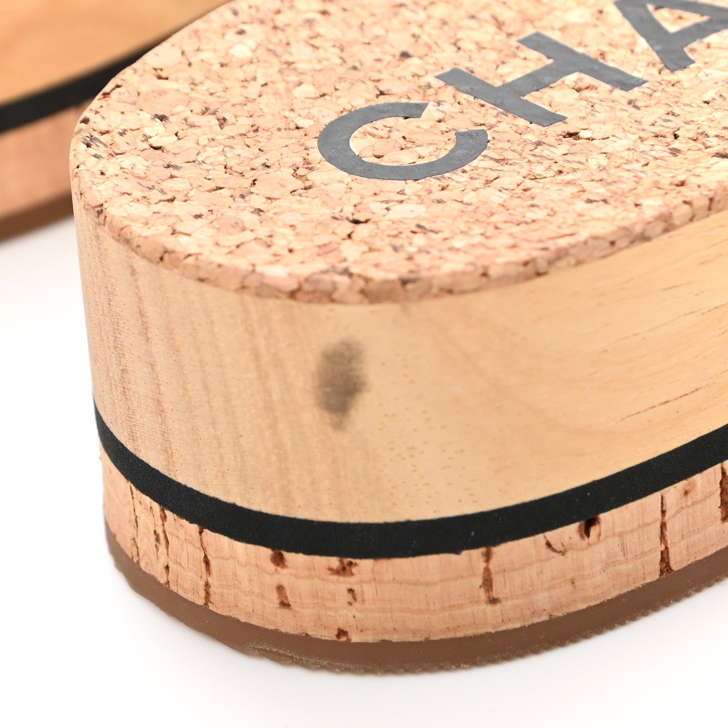 Chanel Suede Cork Mule Sandal 35 Beige Black 5 of 11