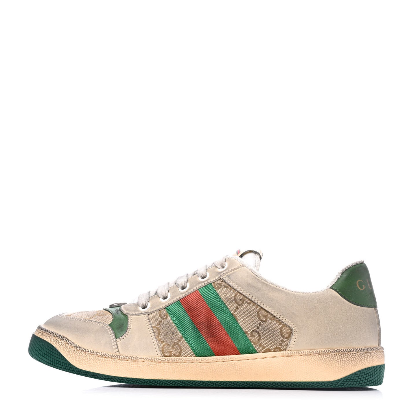 GG Monogram Nubuck Web Womens Screener Sneakers 39 New Sand Dusty Milk Vintage Green