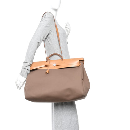 Hermes Military Toile Vache Hunter Herbag Cabine Zip 50 Etoupe Dune 2 of 11