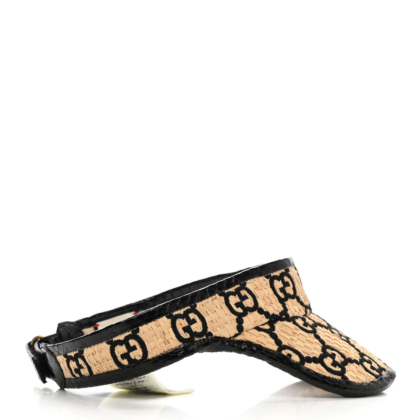 Raffia Elaphe GG Monogram Embroidered Afraa Visor M Ivory Black