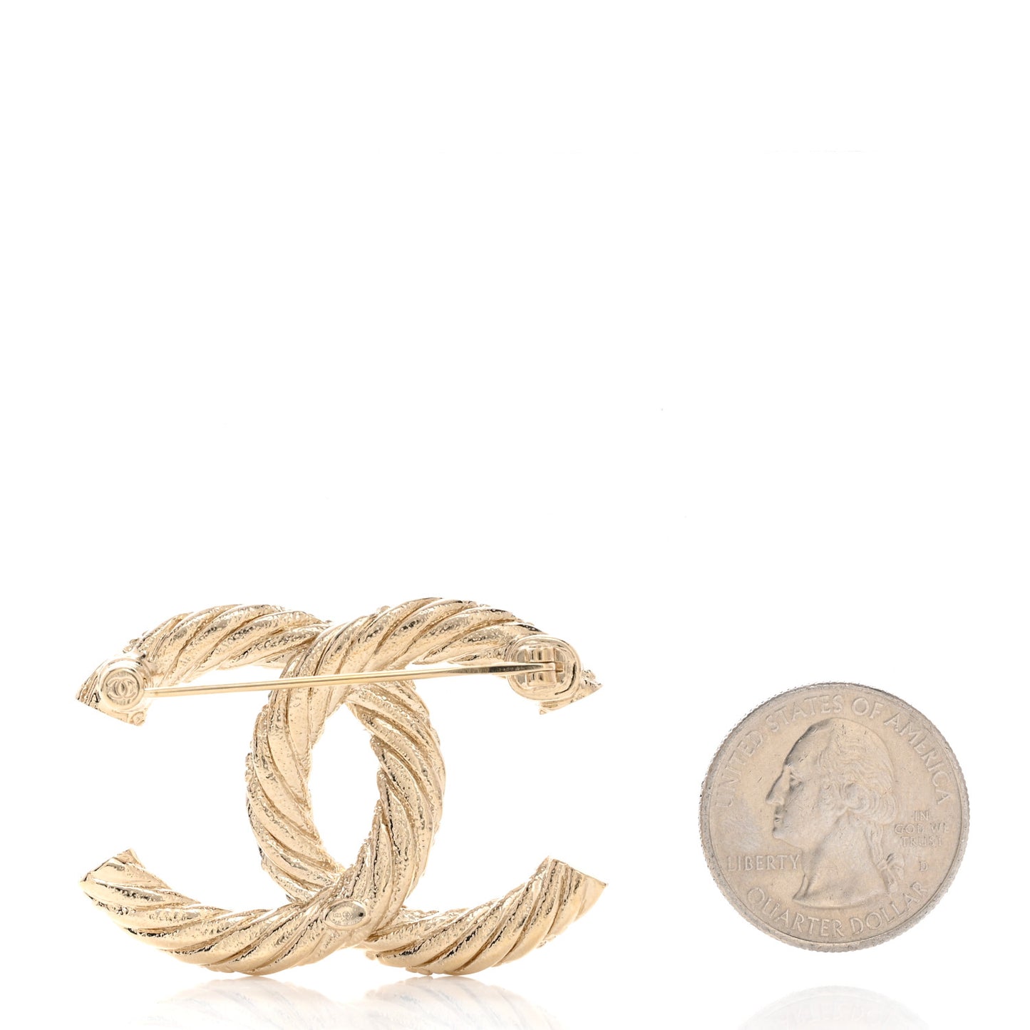 Metal CC Brooch Light Gold