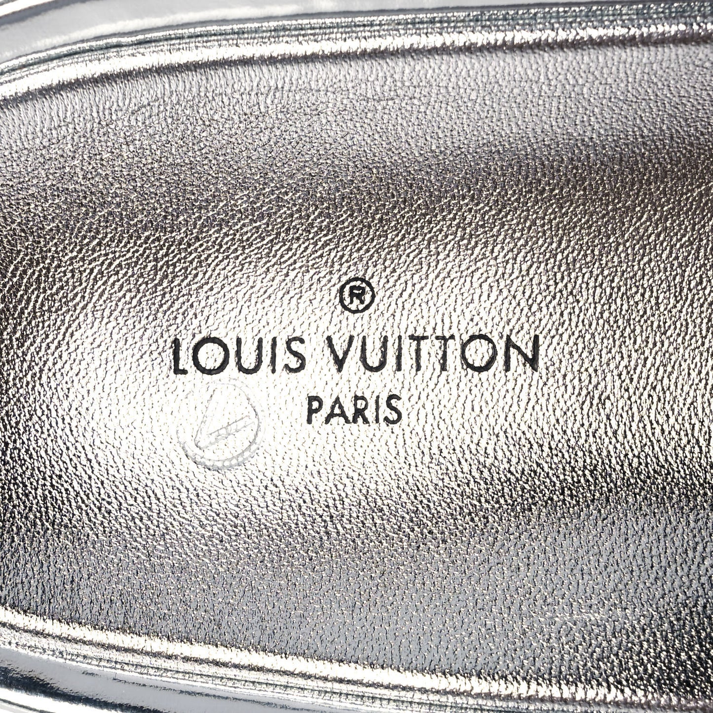 Metallic Lambskin Embossed Monogram Jumbo Flatform Mule Sandals 37 Silver