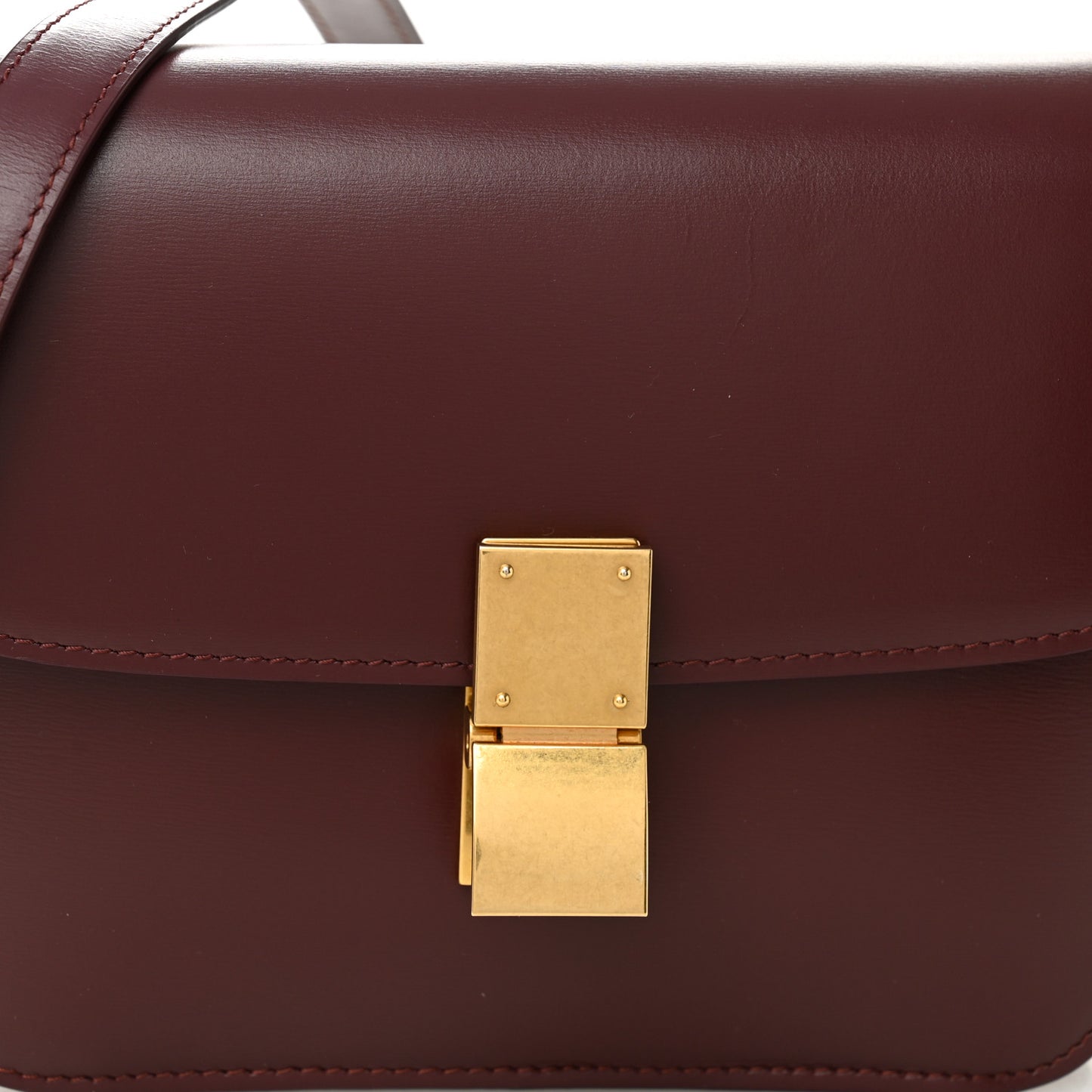 Box Calfskin Teen Classic Box Flap Bag Burgundy