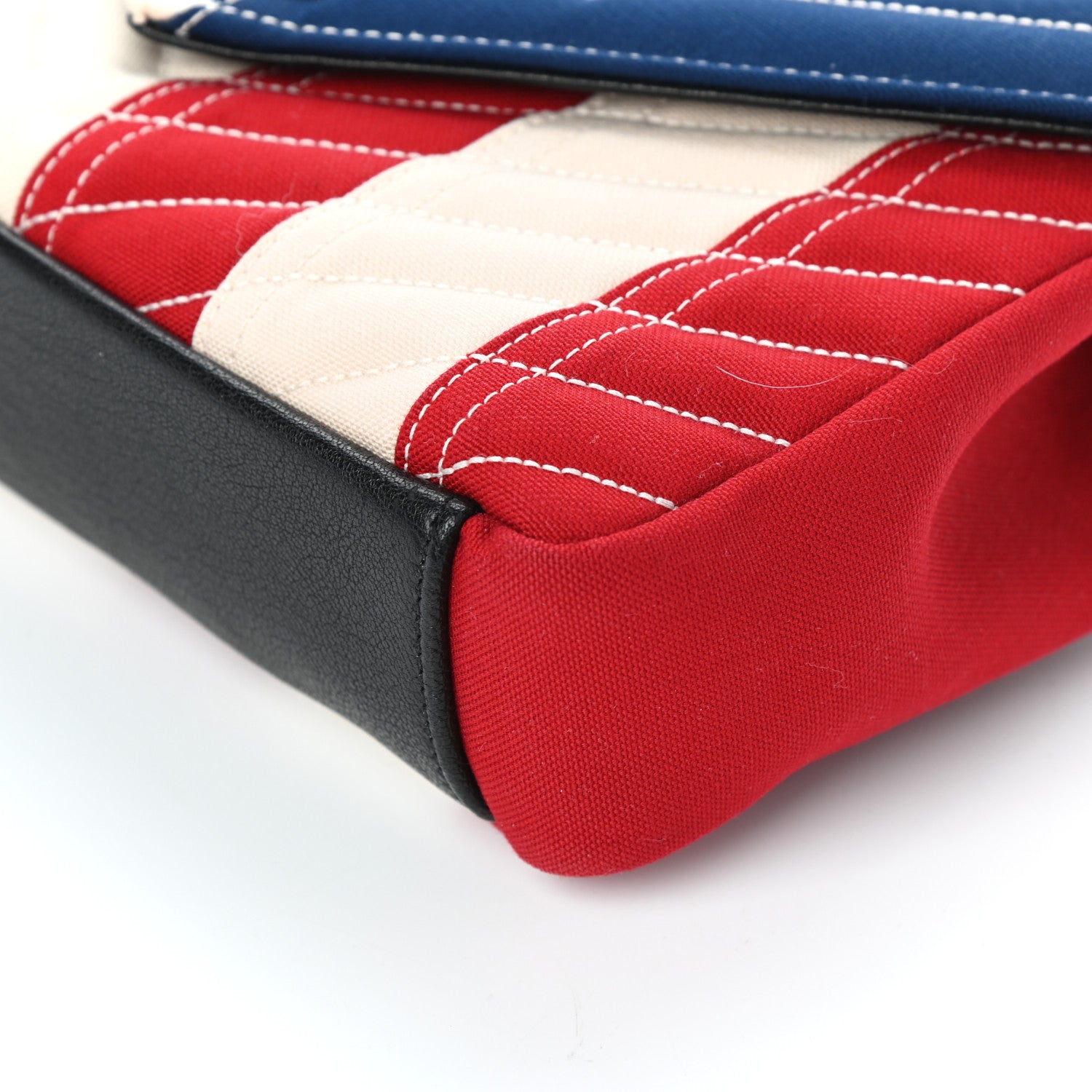 Saint Laurent Canvas Matelasse Chevron American Flag Monogram Medium College Bag Red Blue 9 of 9