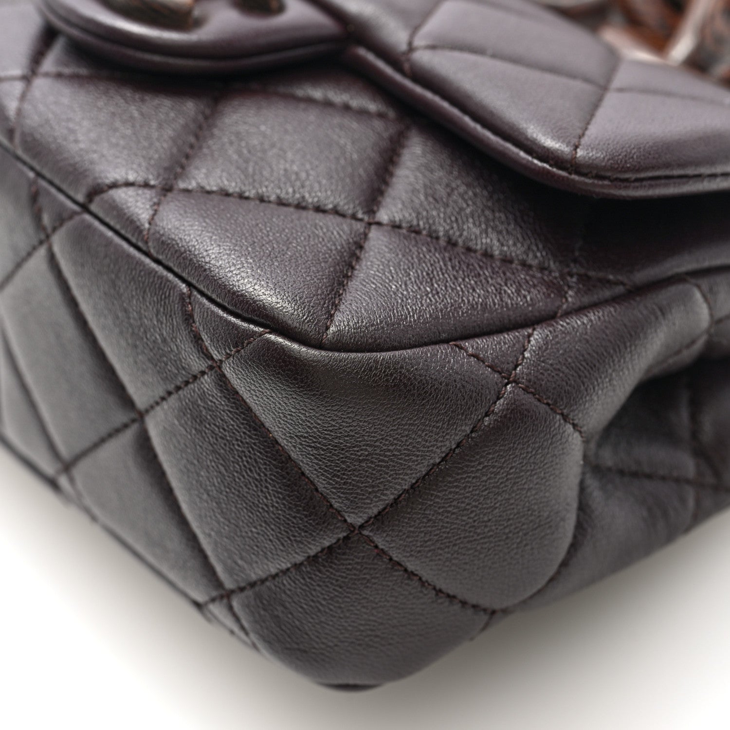 Chanel Lambskin Wenge Quilted Mini Fashion Wood Square Flap Brown 10 of 10