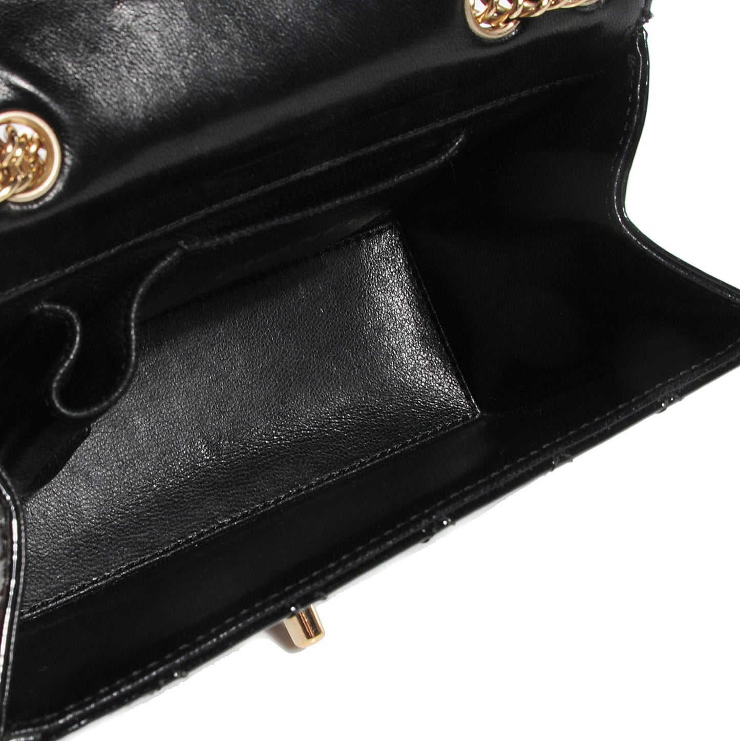 Patent Quilted Evening Star Mini Flap Black