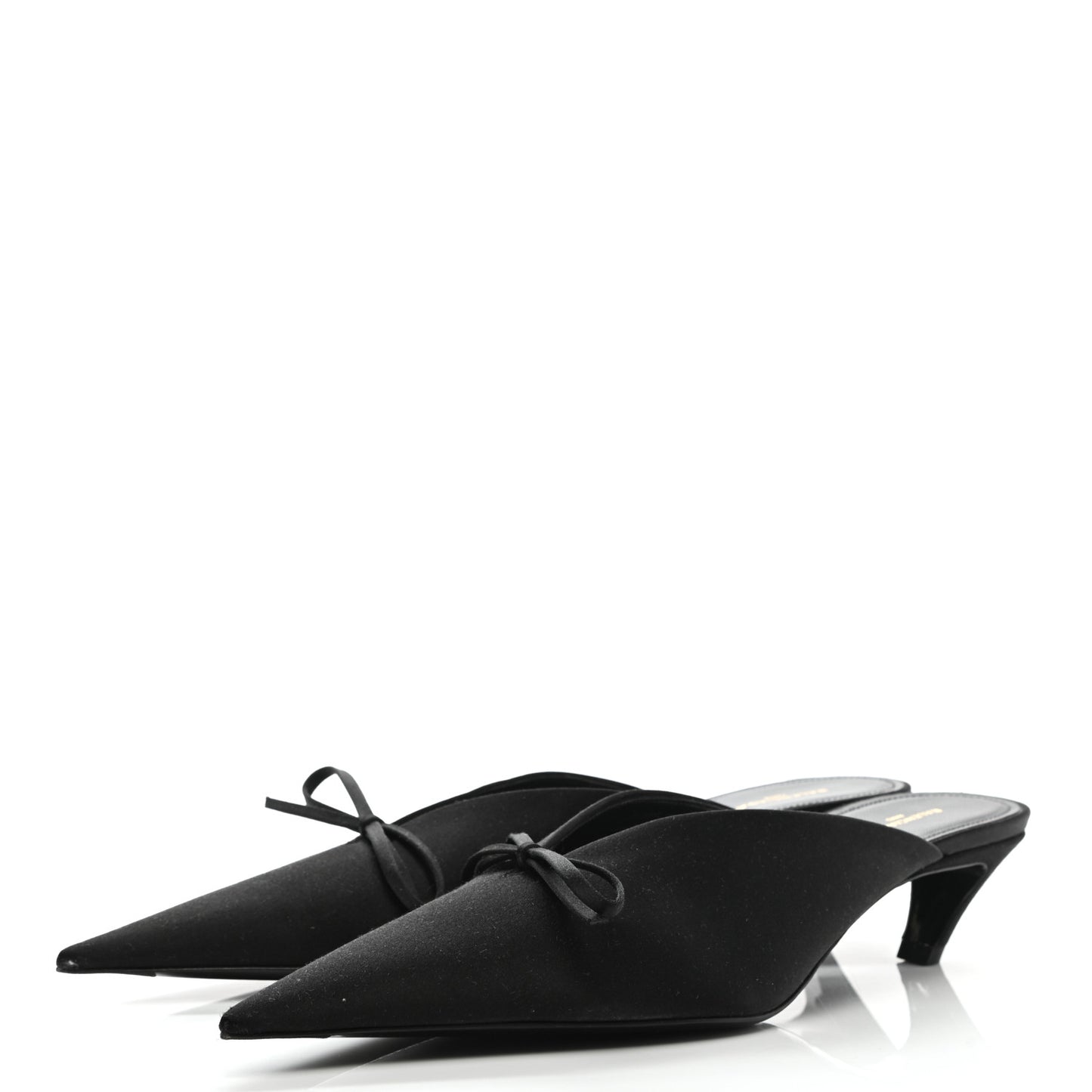 Satin Pointed Toe Knife Mules 40 Black