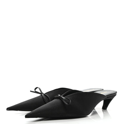 Balenciaga Satin Pointed Toe Knife Mules 40 Black 3 of 9