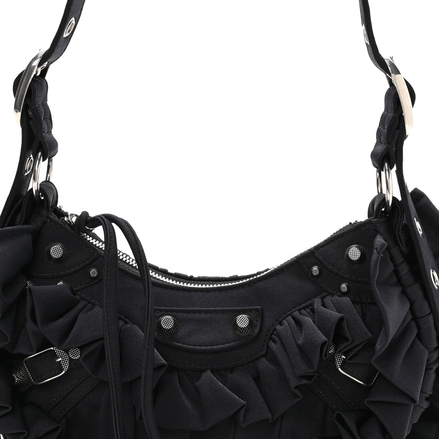 Ruffled Jersey Le Cagole Shoulder Bag XS Black