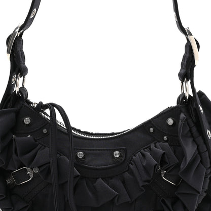 Balenciaga Ruffled Jersey Le Cagole Shoulder Bag XS Black 9 of 11