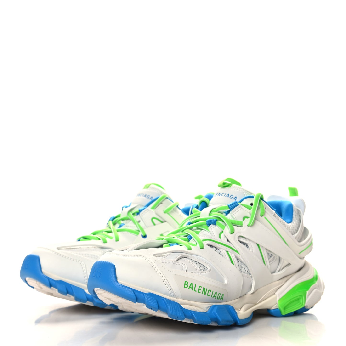 Mesh Rubber Womens Track Sneakers 38 White Green Blue