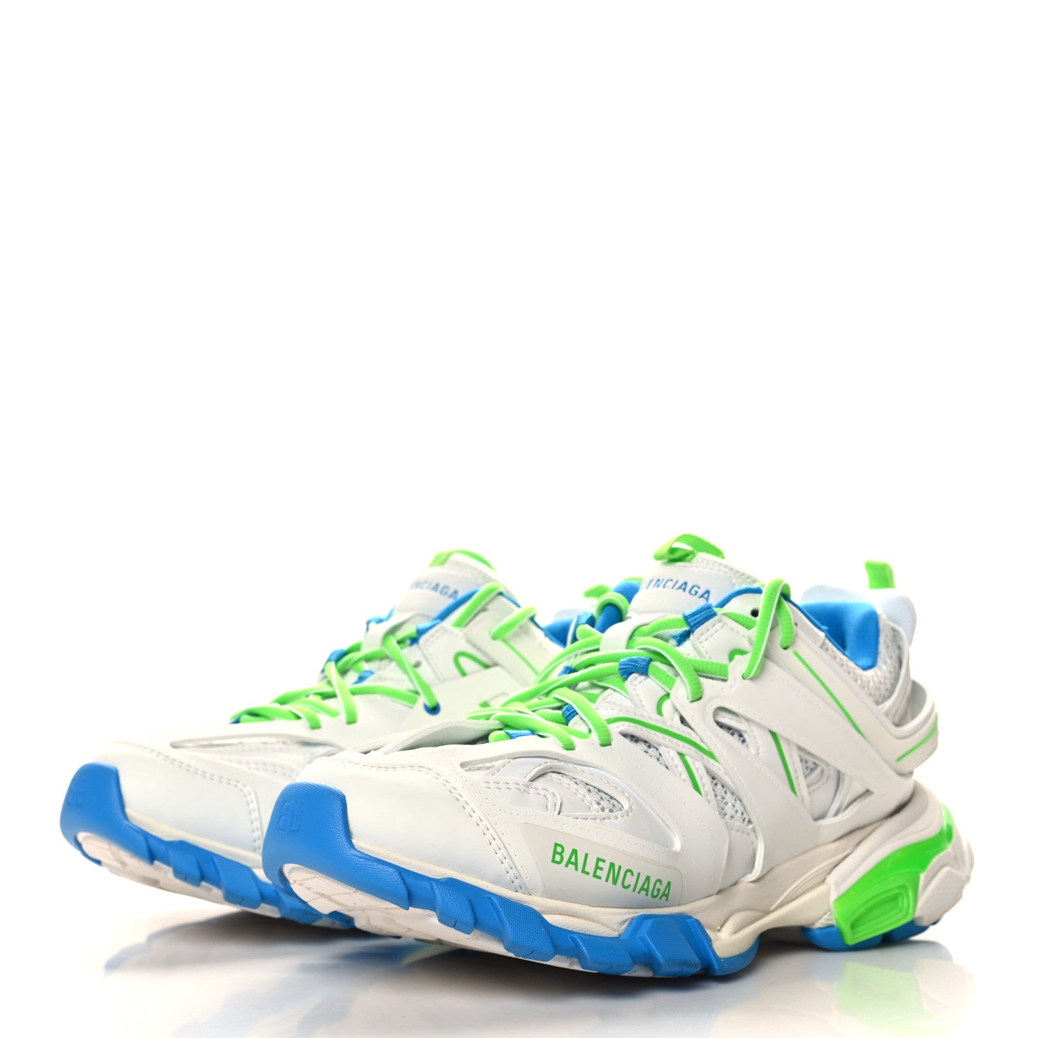Balenciaga Mesh Rubber Womens Track Sneakers 38 White Green Blue 4 of 8