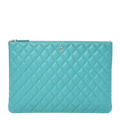 Chanel Caviar Quilted Large Cosmetic Case Turquoise 1 of 10