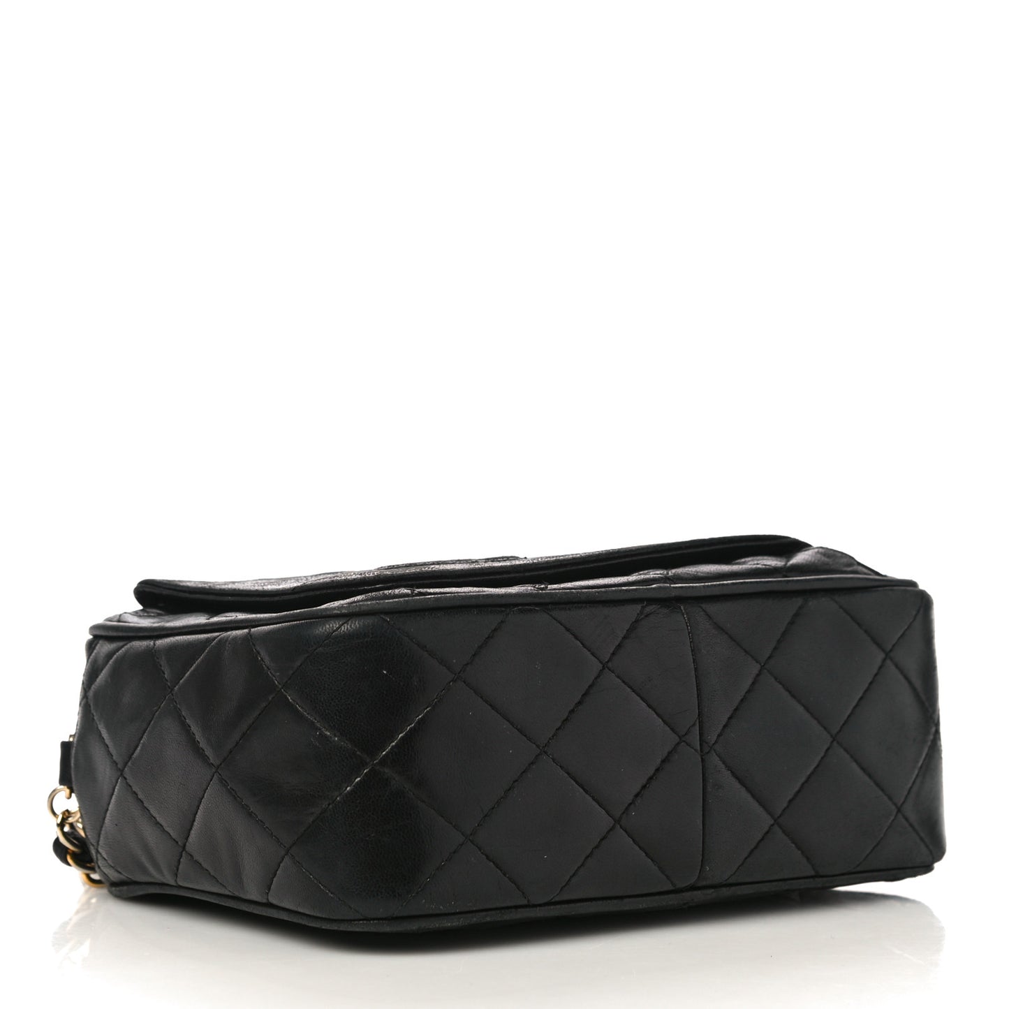 Lambskin Quilted Tassel Camera Case Black