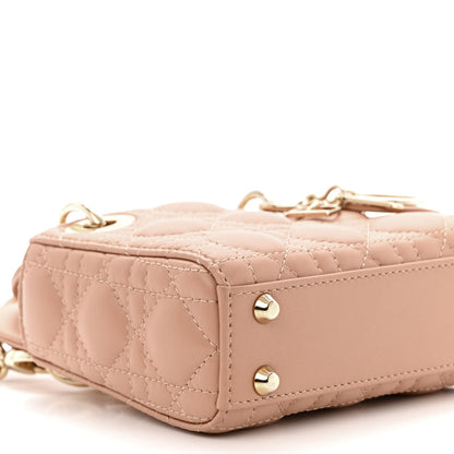 Christian Dior Lambskin Cannage Micro Lady Dior Rose Des Vents 9 of 10
