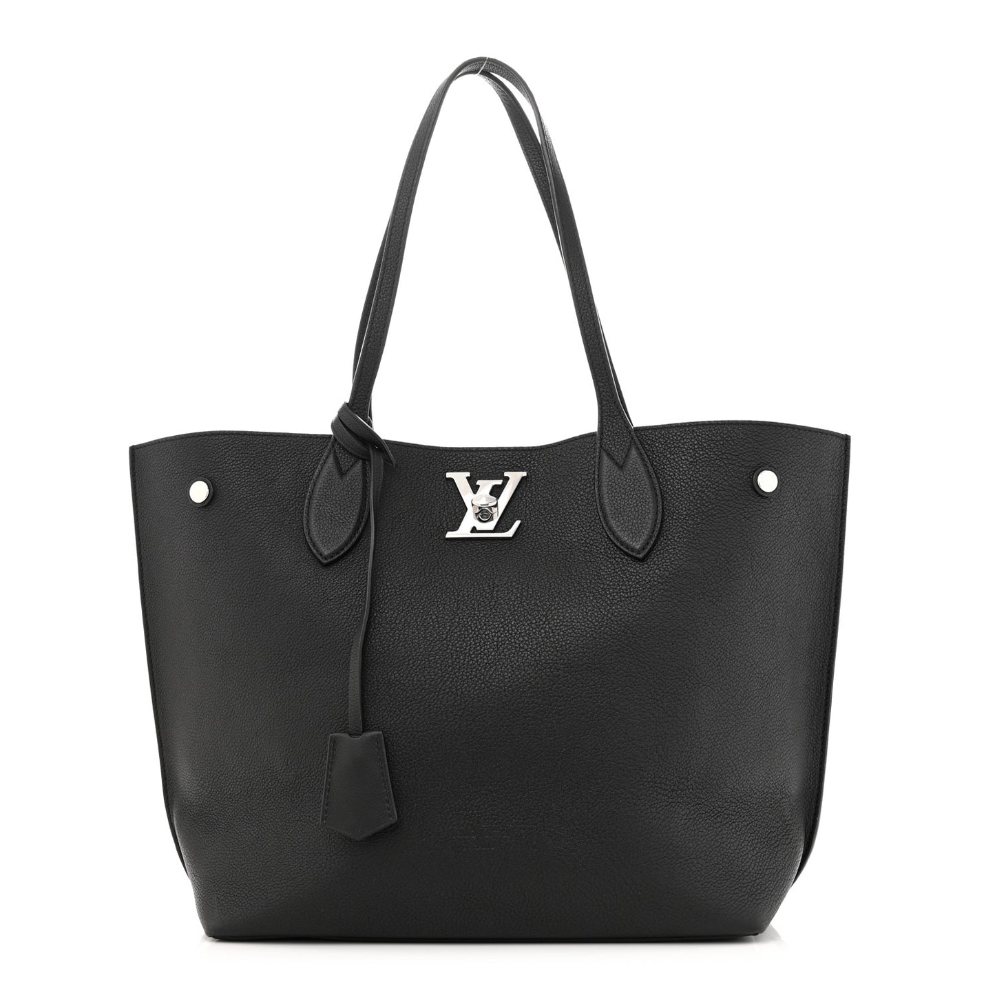 Calfskin Lockme Go Tote Black