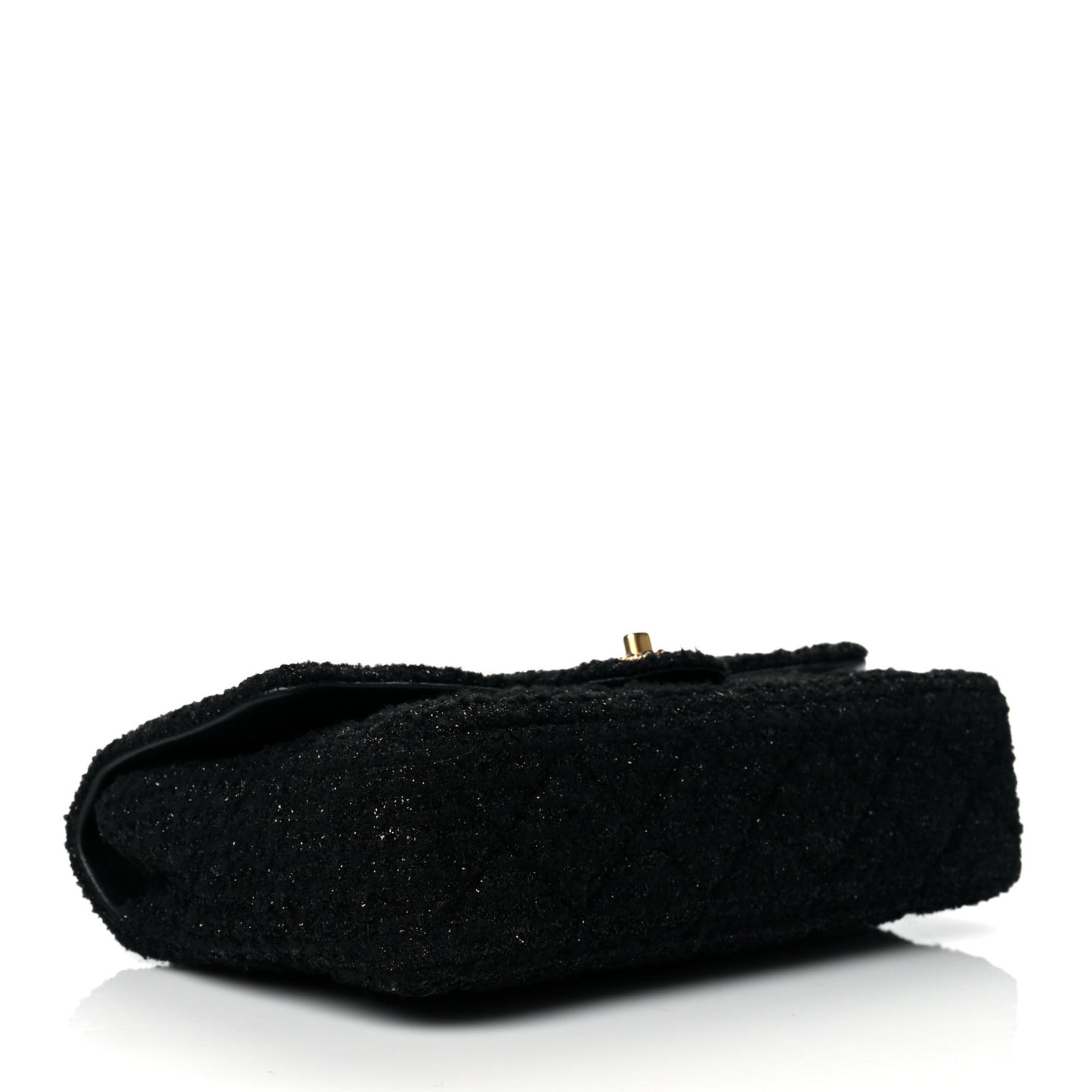 Tweed Quilted Medium Crystal CC Single Flap Black