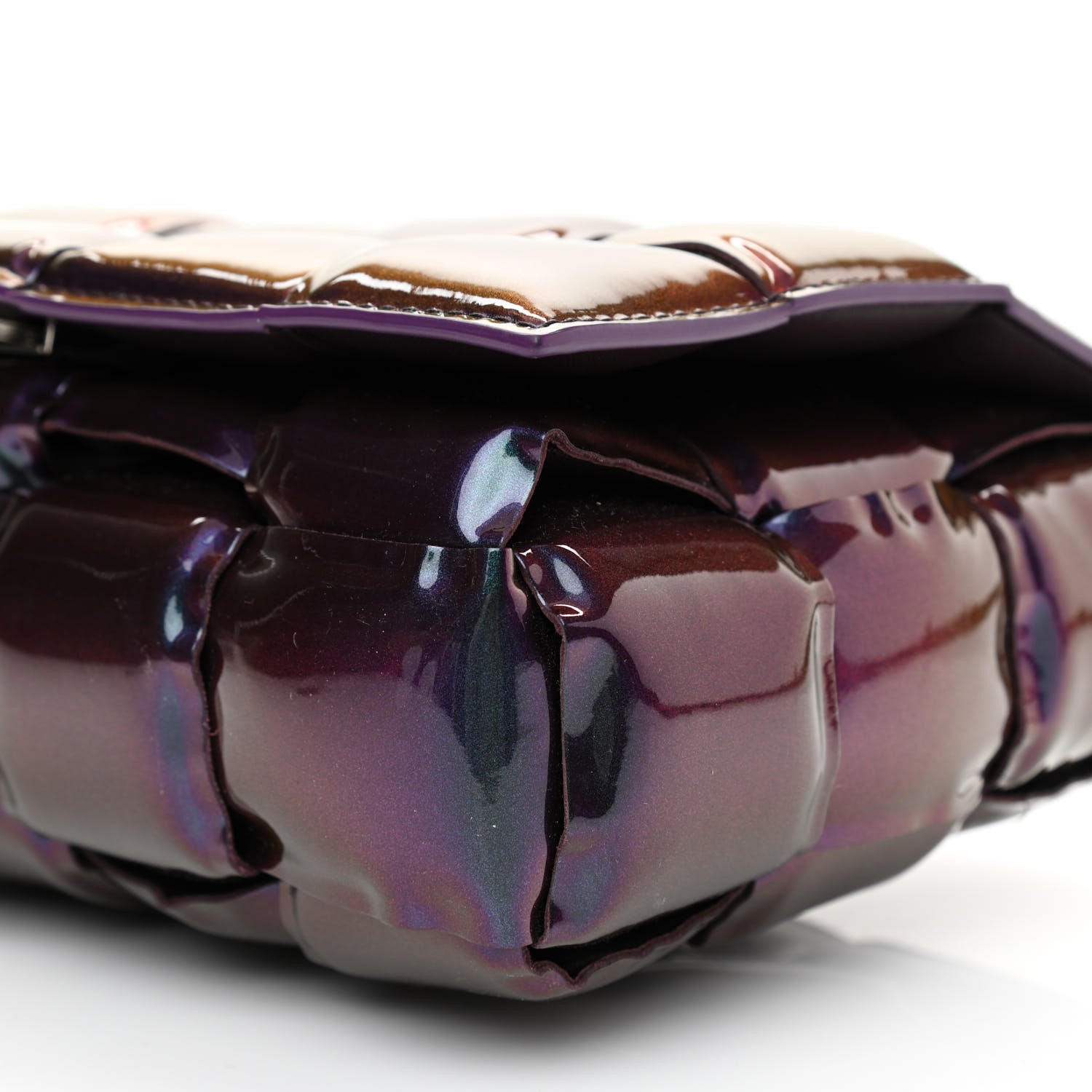 Bottega Veneta Glossy Nail Polish Nappa Maxi Intreccio Padded Cassette Crossbody Bag Holographic 8 of 8