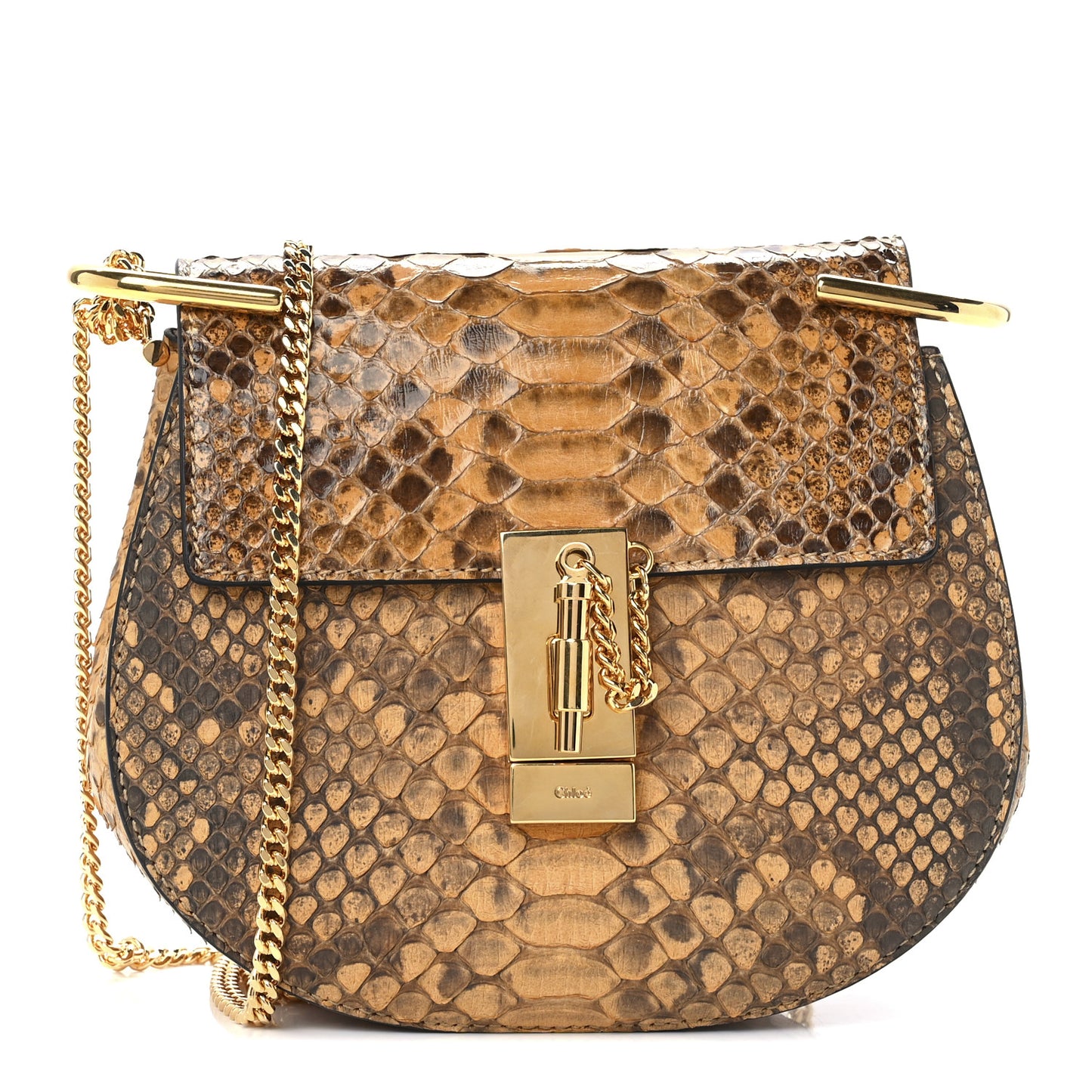 Snakeskin Mini Drew Shoulder Bag Curry Yellow