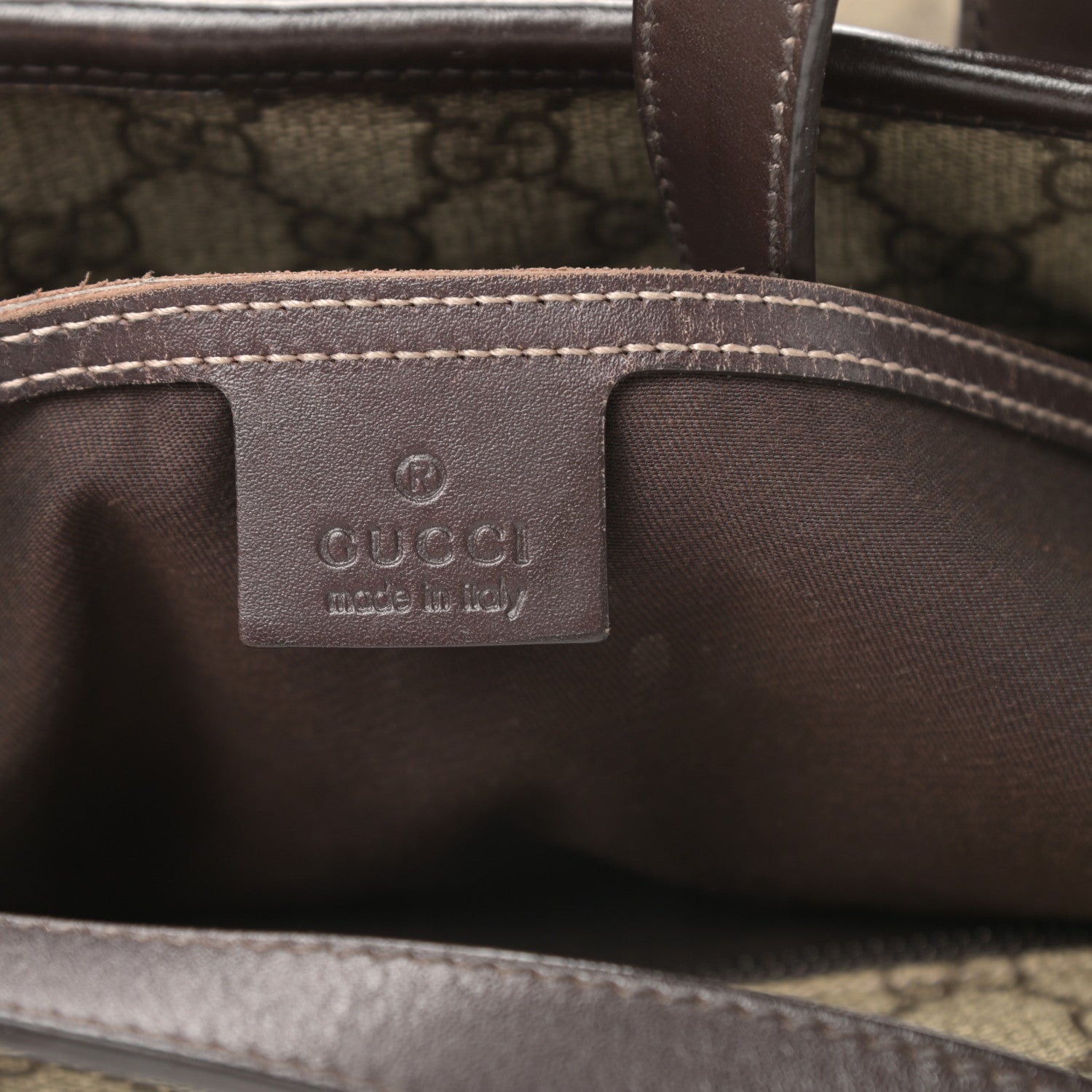 Gucci GG Supreme Monogram Medium Zippered Shopping Tote Dark Brown 6 of 15