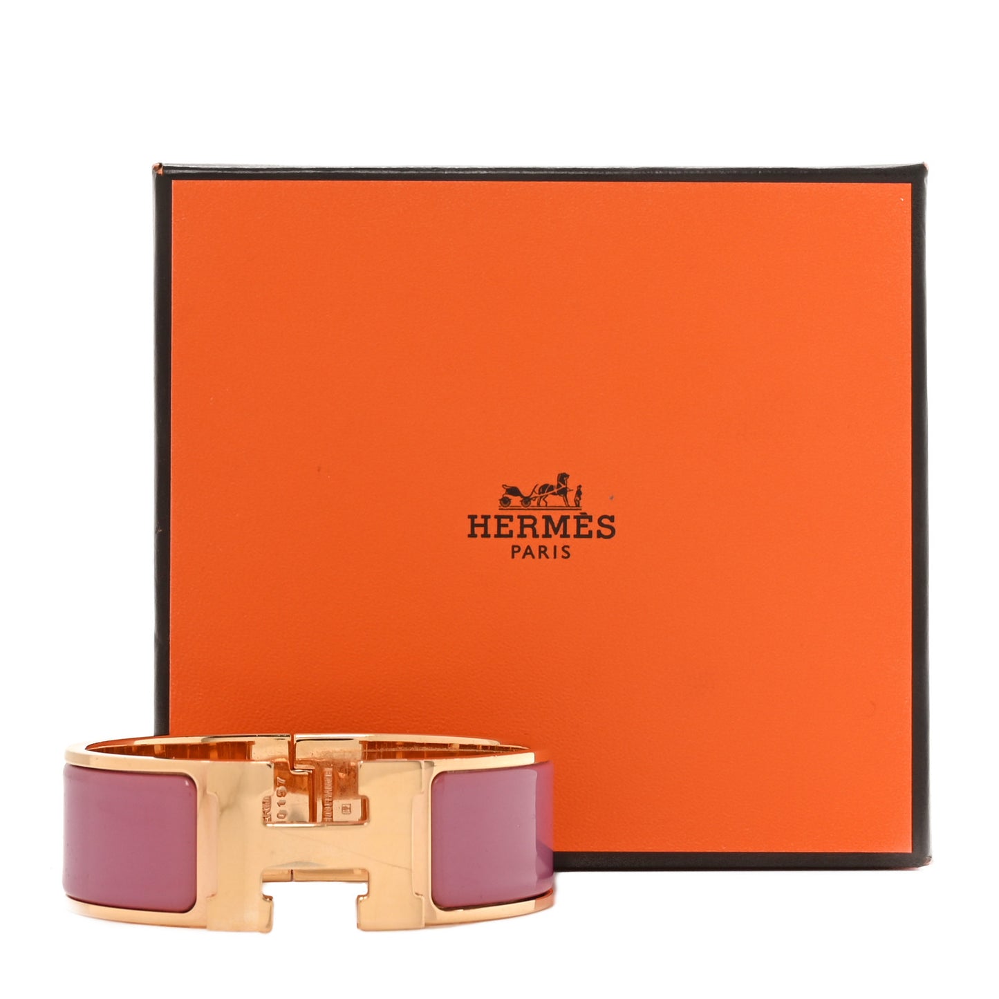 Enamel Wide Clic Clac H Bracelet GM Rose Velours
