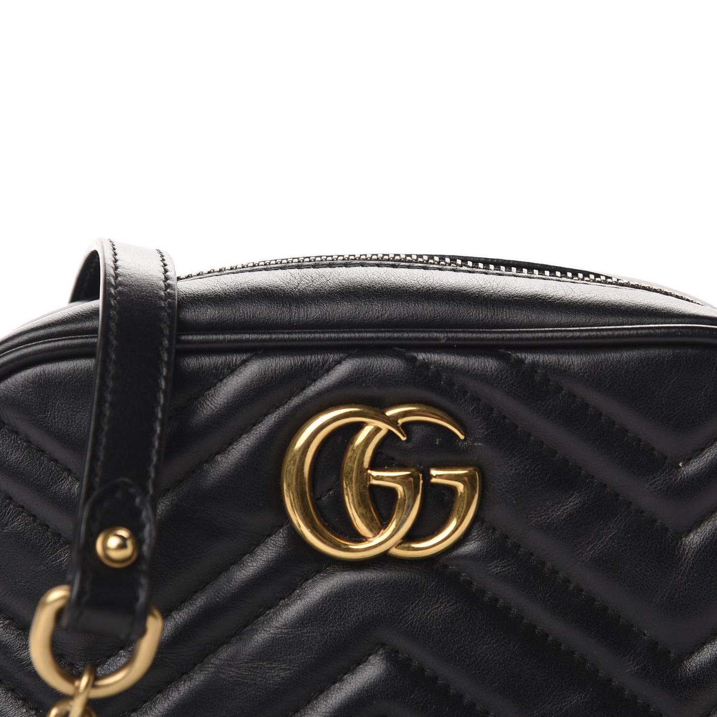 Calfskin Matelasse Mini GG Marmont Chain Shoulder Bag Black