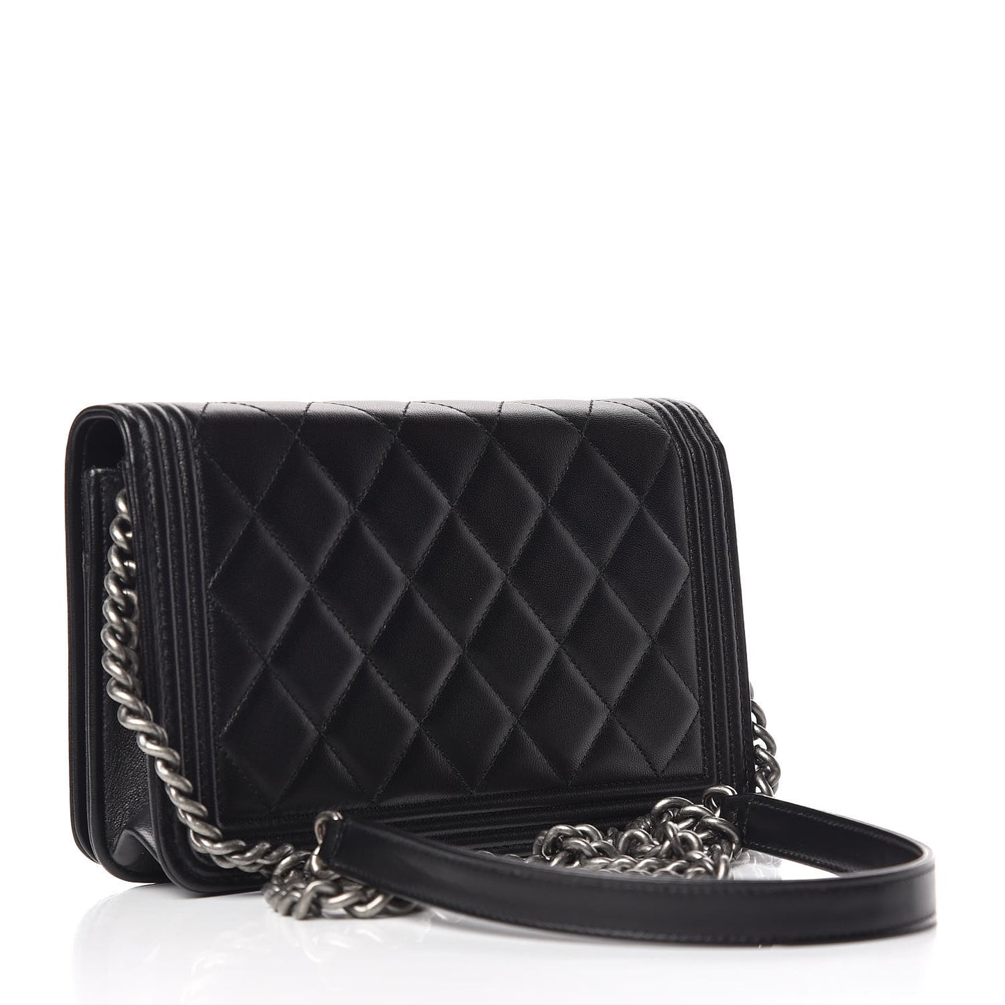 Lambskin Quilted Boy Wallet On Chain WOC Black