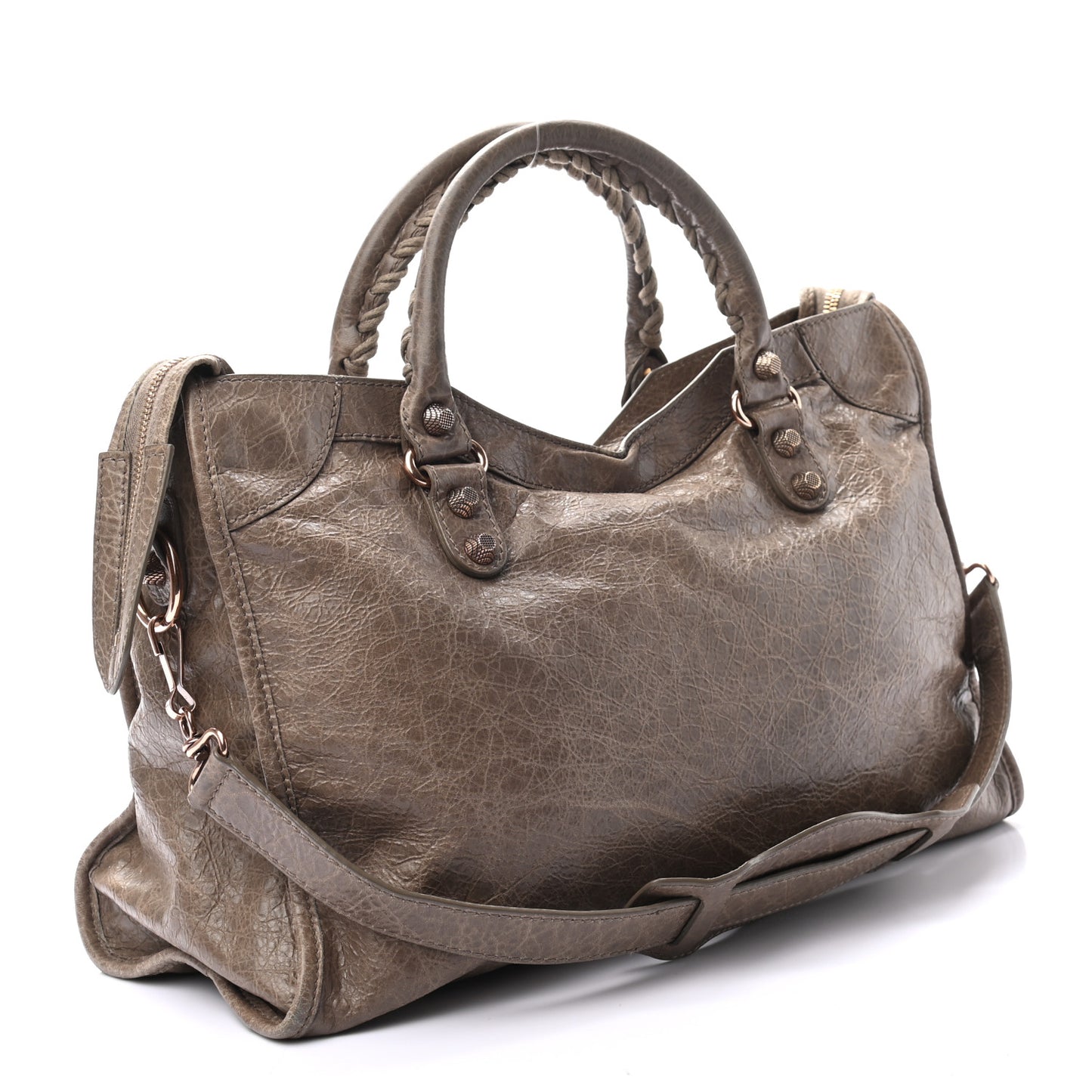 Agneau Giant 12 Rose Gold Hardware City Gris Poivre