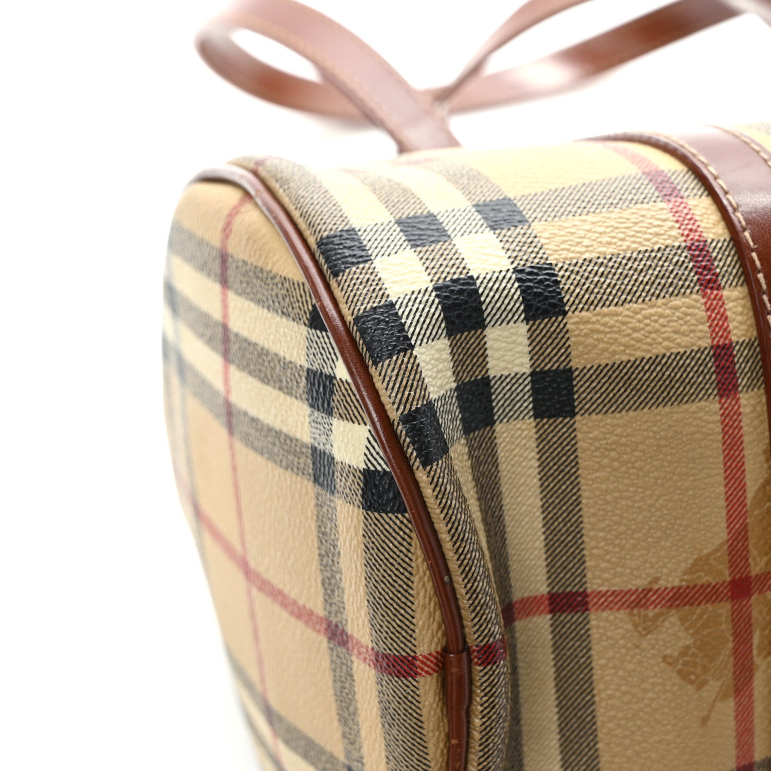 Burberry Haymarket Check Barrel Bag Brown 10 of 13