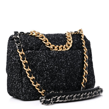 Chanel Tweed Quilted Medium Chanel 19 Flap Black Grey 2 of 8