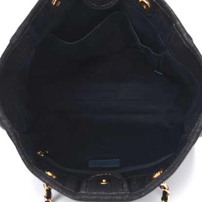Chanel Lurex Canvas Small Deauville Tote Navy Blue Gold 5 of 10