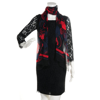 Chanel Silk Chiffon Camellia Scarf Black 2 of 5