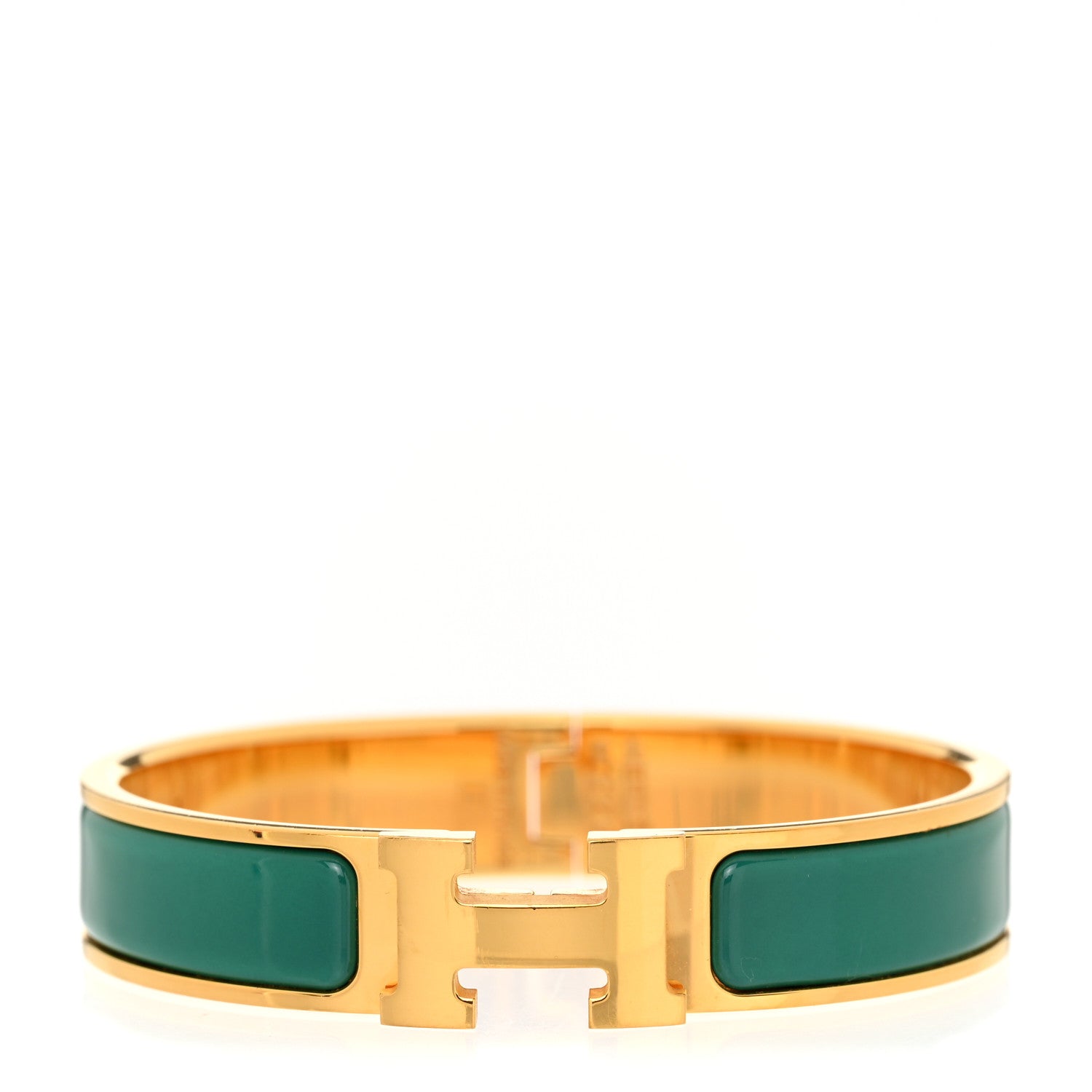 Hermes Enamel Narrow Clic Clac H Bracelet PM Malachite 1 of 5