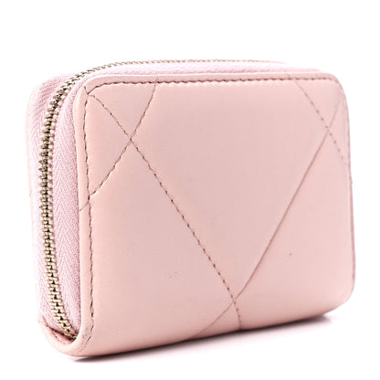 Chanel Lambskin Quilted 19 Zip Around Coin Purse Wallet Light Pink 3 of 12