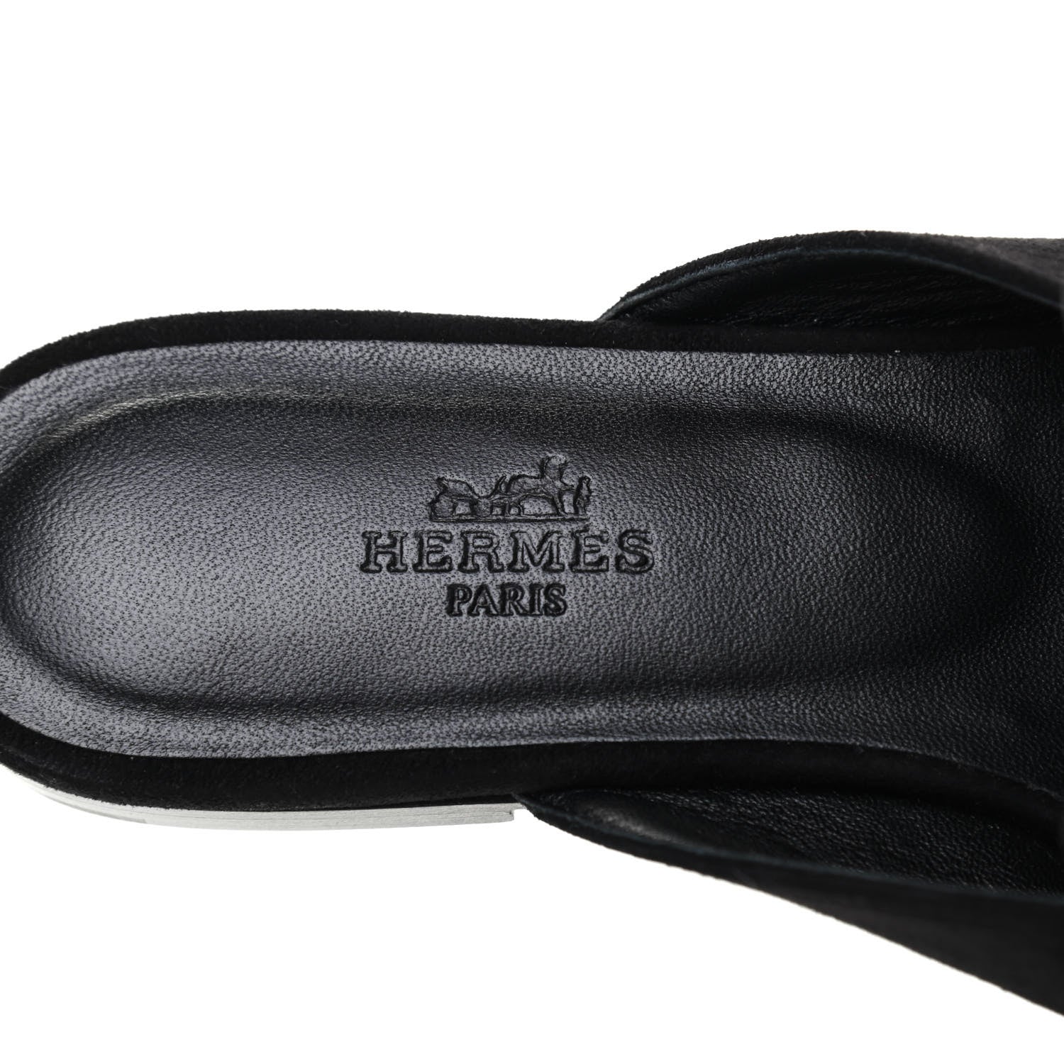 Hermes Suede Goatskin Declic Mules 37 Black 6 of 8