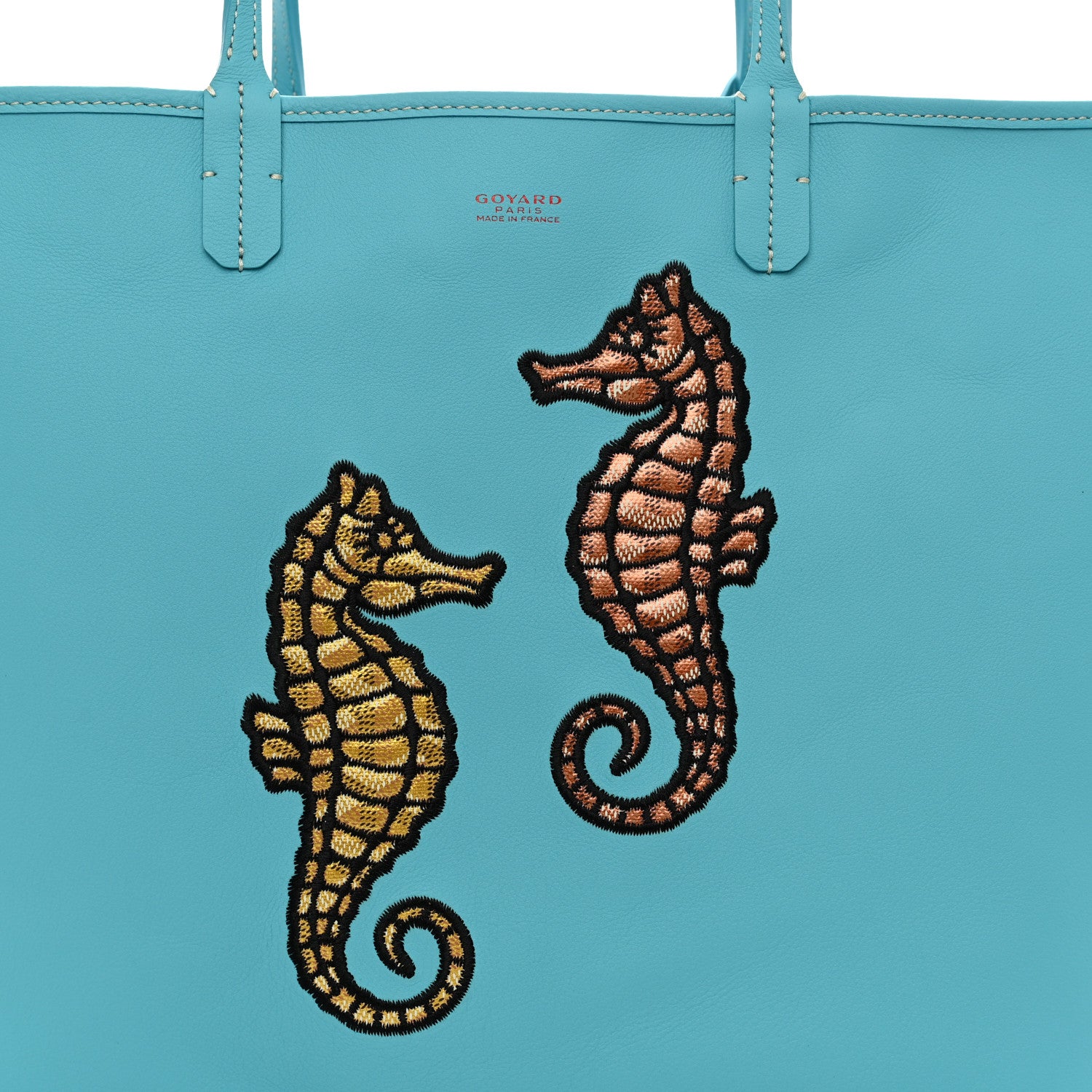 Goyard Goyardine Embroidered Seahorse Reversible Anjou PM Turquoise 12 of 16
