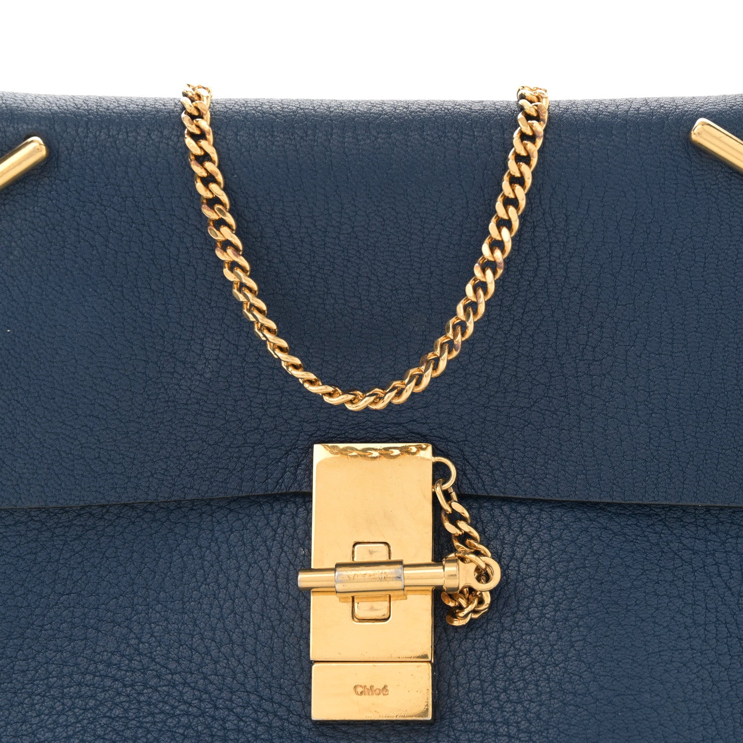 Chloe Grained Lambskin Drew Shoulder Bag Royal Navy 9 of 12