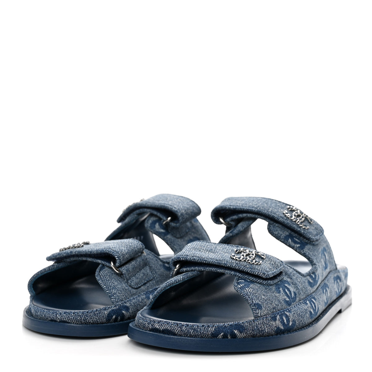Denim CC Velcro Dad Chain CC Slide Sandals 39 Blue
