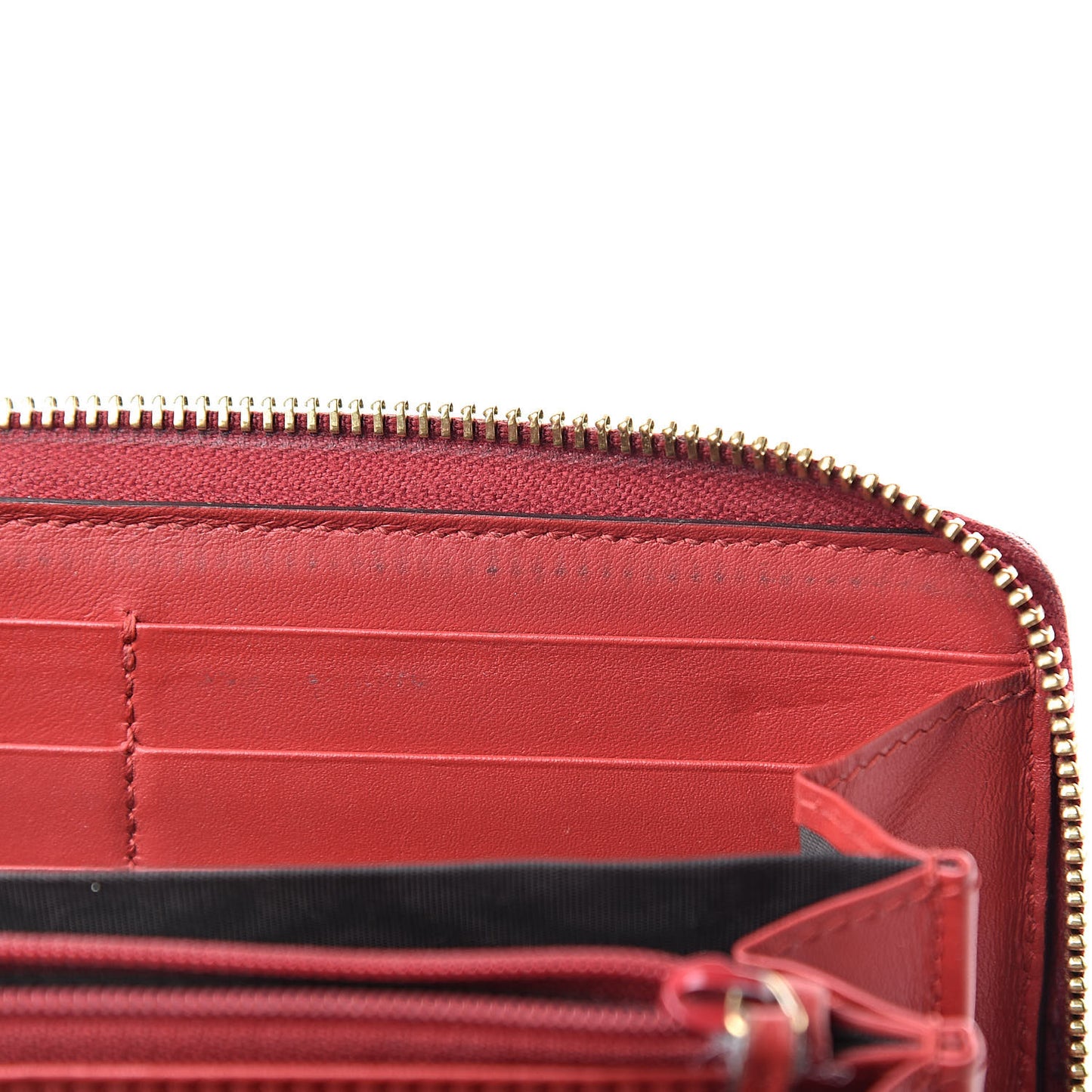 GG Supreme Monogram Embroidered Rainbow Zip Around Wallet Red