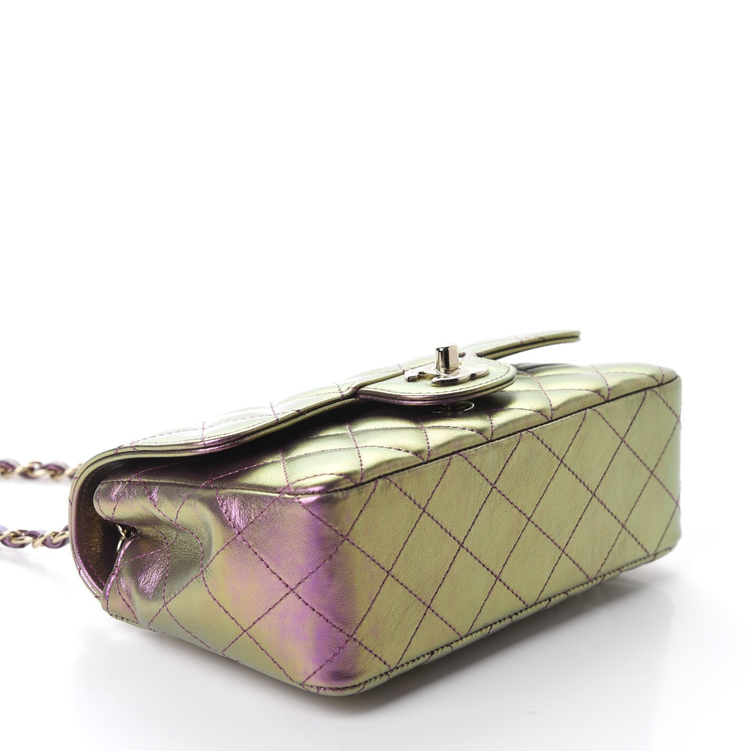 Chanel Iridescent Lambskin Quilted Mini Rectangular Flap Purple 4 of 10