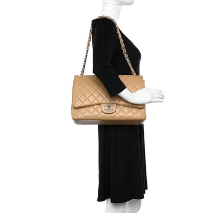 Chanel Lambskin Quilted Maxi Double Flap Beige 2 of 18