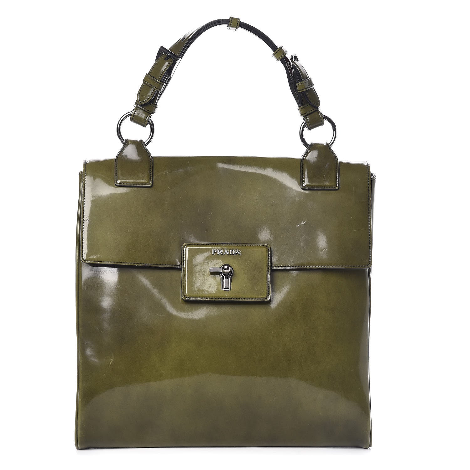 Prada Spazzolato Top Handle Militare Fume 1 of 15