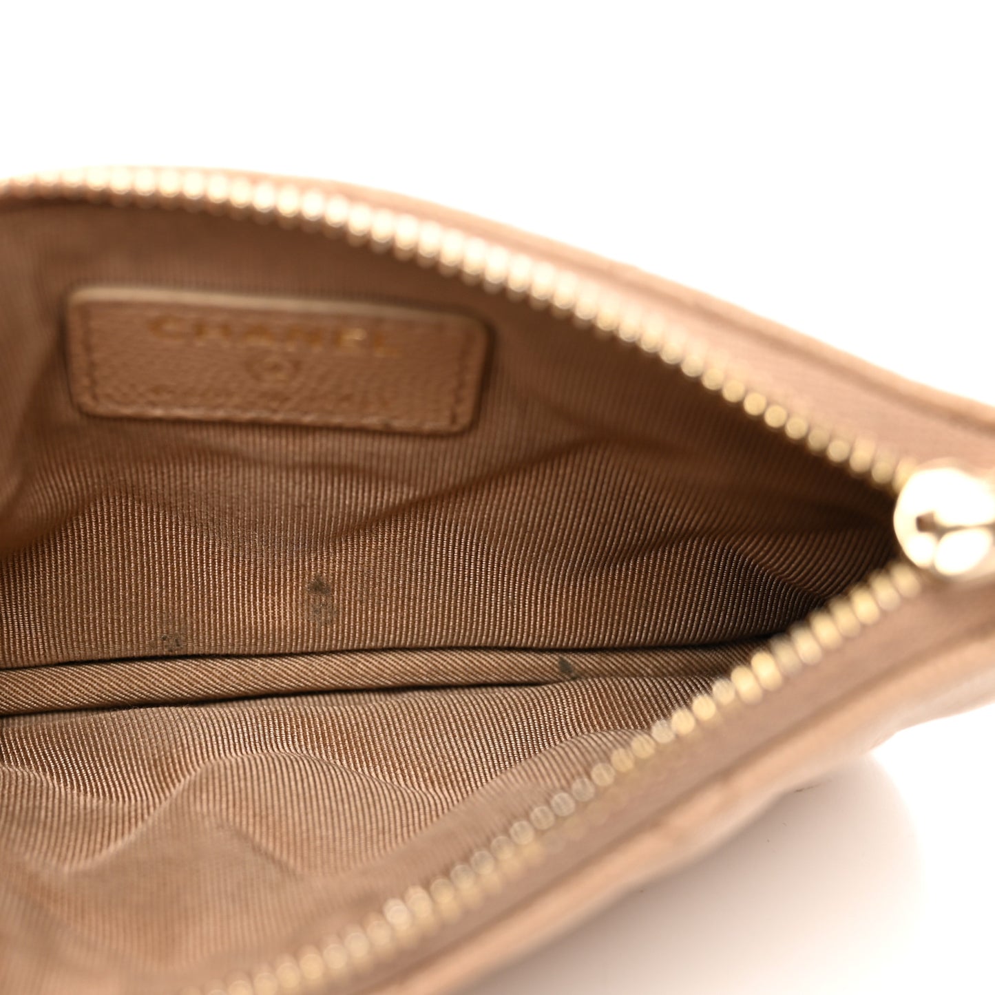 Caviar Quilted Small Cosmetic Case Beige