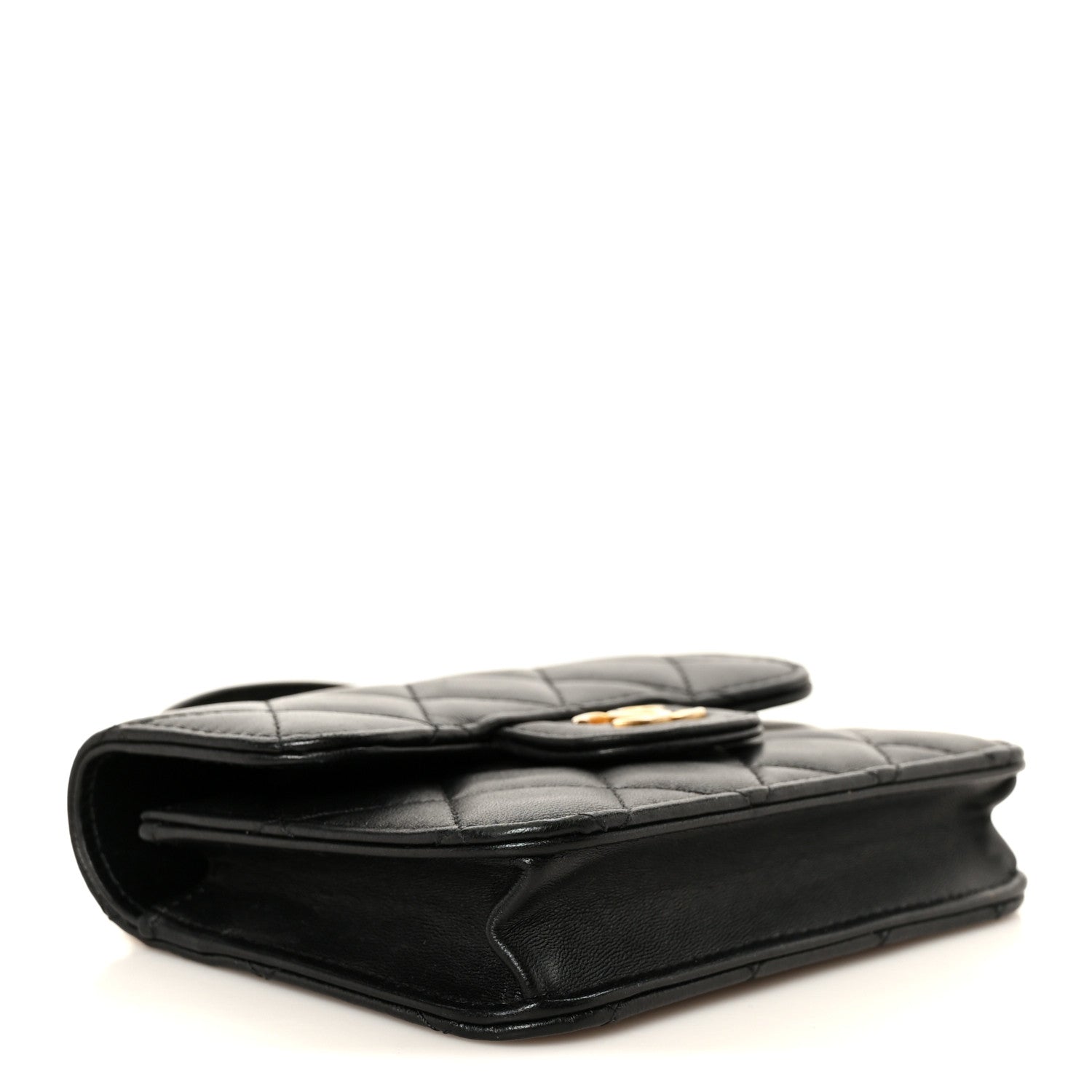 Chanel Lambskin Quilted Top Handle Flap Coin Purse With Chain Black 3 of 11